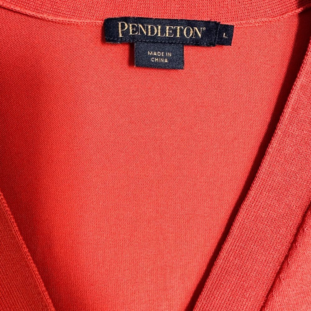 Pendleton Burnt Orange/Teracotta Longline Silk Cotton Stretch Button Cardigan - Picture 5 of 6